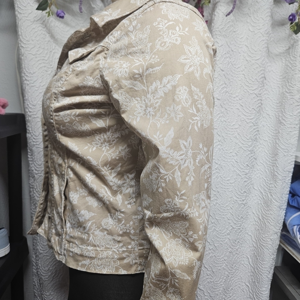 Croft & Barrow Tan Jean Jacket Fitted Waist-Length - Picture 5 of 7